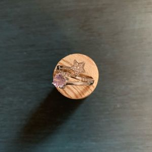 Size 6 Fashion Ring Silver Toned Star Purple Stone